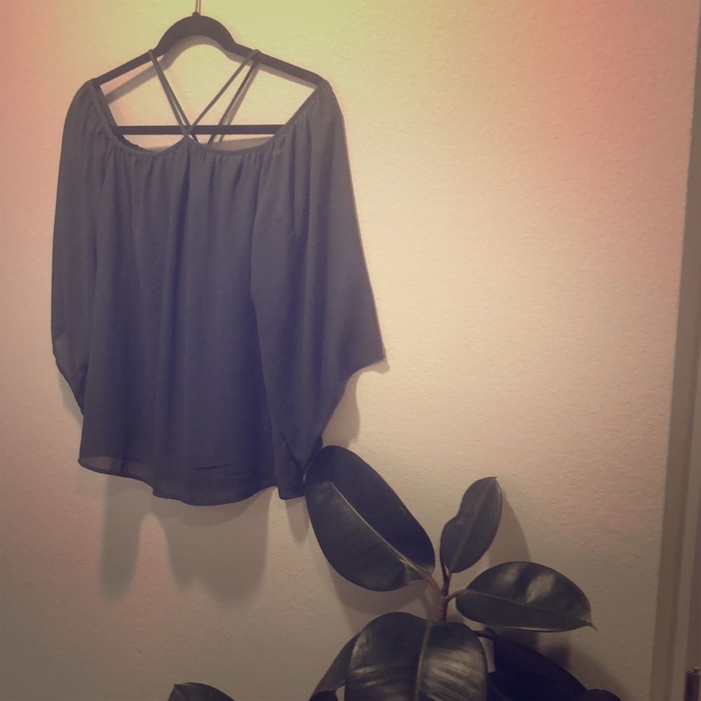 Off-the-Shoulder Slate Blue Top